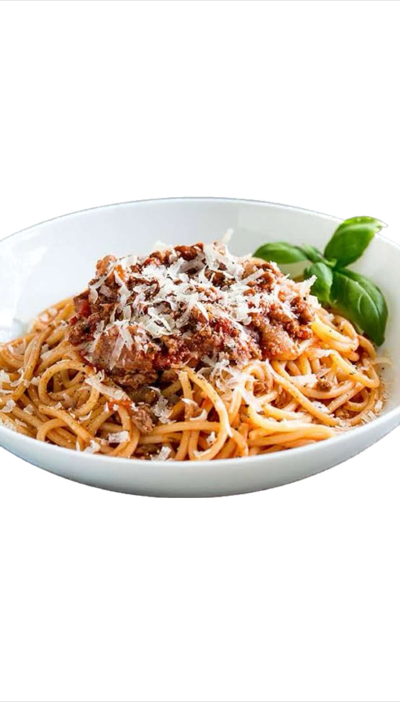 Spaghetti BolognaiseLean Beef Mince in Macros4U Signature Bolognaise Sauce served with Spaghetti and Parmesan Cheese. Protein 38g Carbohydrates 39g Fat 8g Calories 380 5 day shelf life. Refrigerate immediately Heating instructions: Microwave for 2 minutes